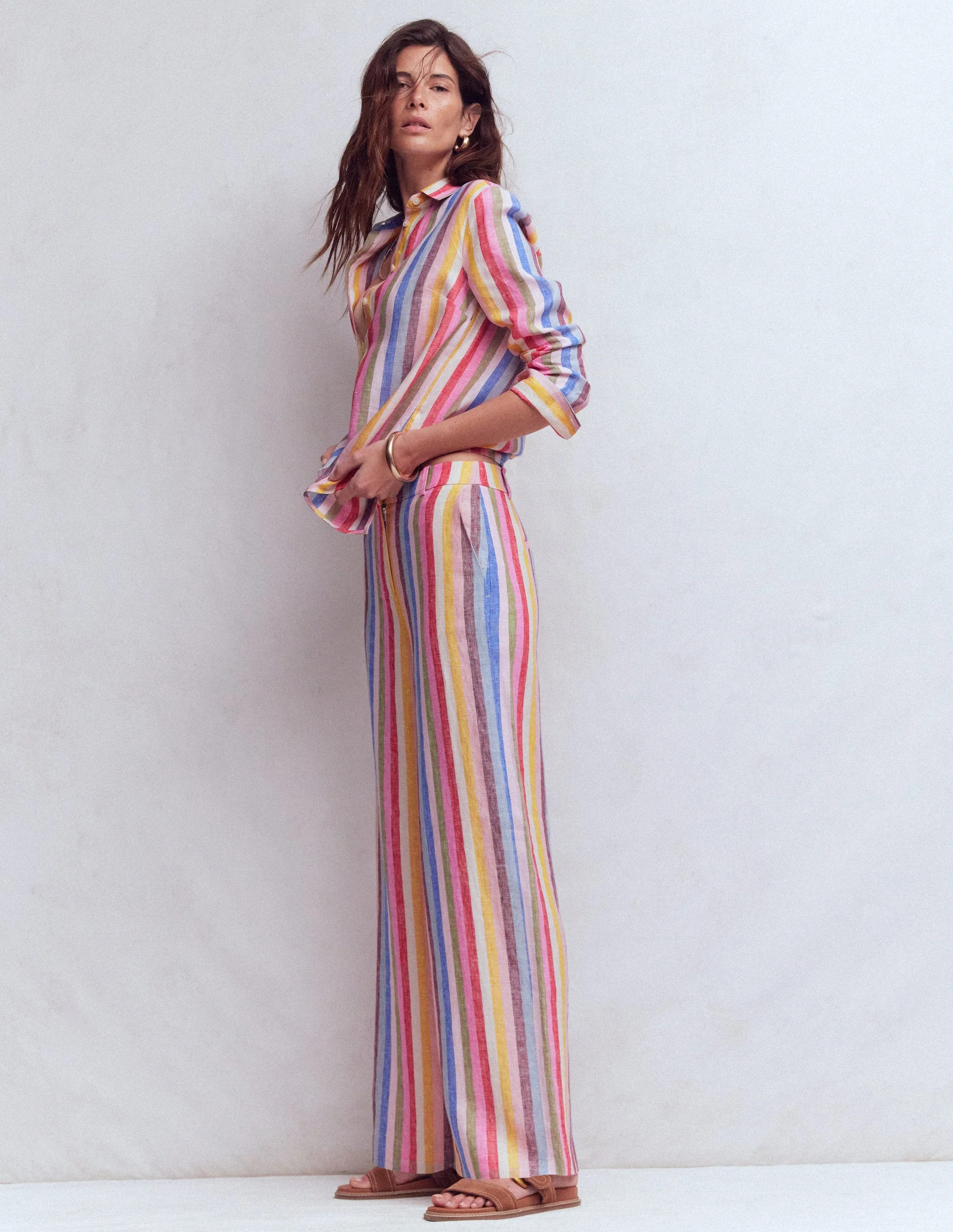 Belgravia Linen Trousers-Multi Stripe | Boden UK