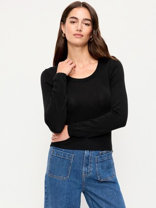Fitted Scoop-Neck Cropped Jersey Sweater | Old Navy (US)