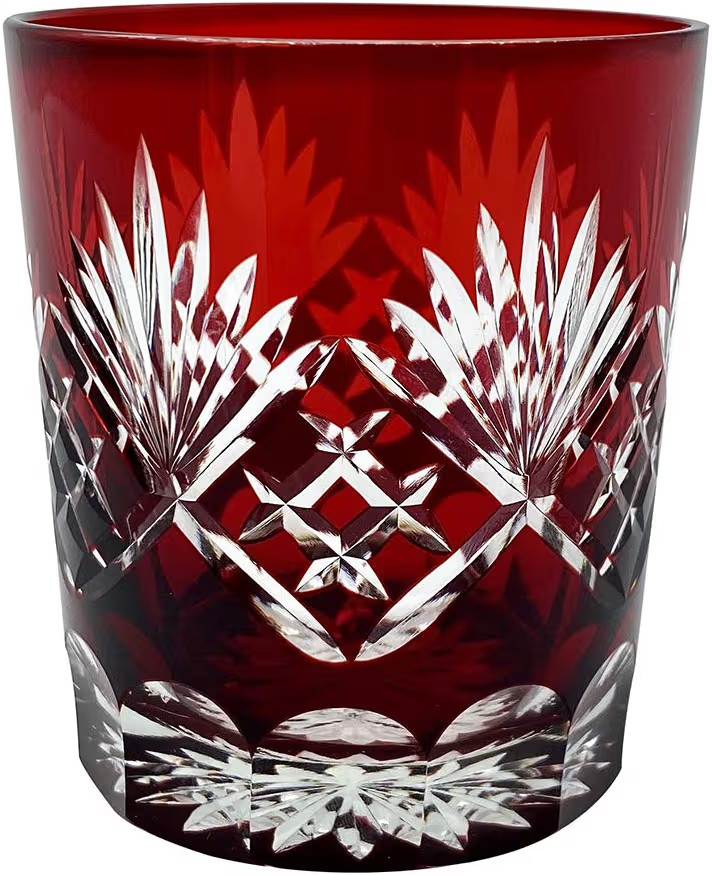 Ruby Red Fancy Hand Cutting Wine Glass, Gift Boxed 10 Oz Handmade Old Fashioned Glass | Amazon (US)
