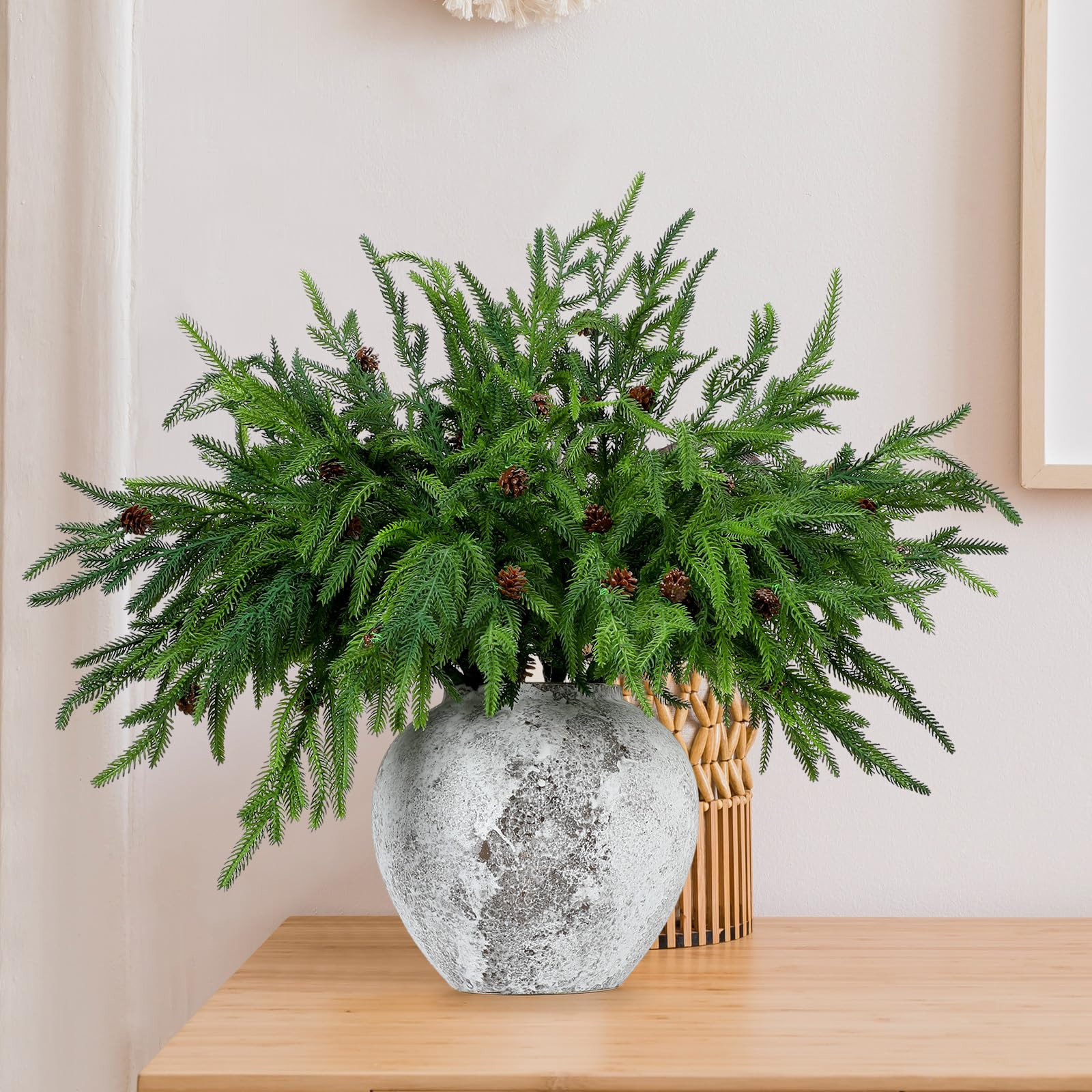 Yinder Norfolk Pine Branches with Pine Cones Artificial Xmas Branches for Indoor Outdoor Home Dec... | Amazon (US)