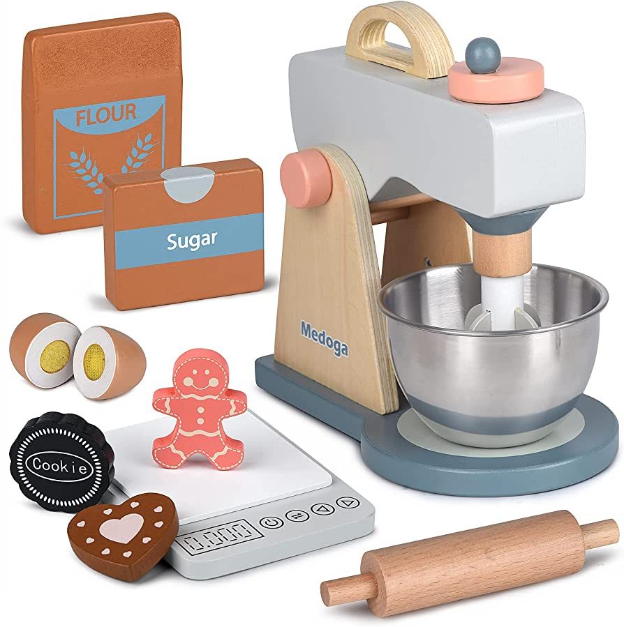 Play Kitchen Accessories Wooden Mixer Set Pretend Play Food Sets for Kids Role Play Toys for Girl... | Amazon (US)