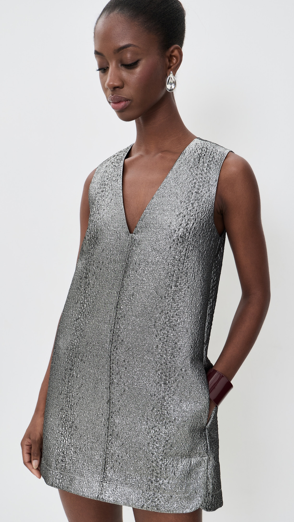 SIMONMILLER Fountain Metallic Mini Dress Pewter M | Shopbop