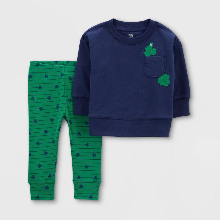 Carter's Just One You®️ Baby Pocket Clovers Top & Bottom Set - Blue/Green | Target
