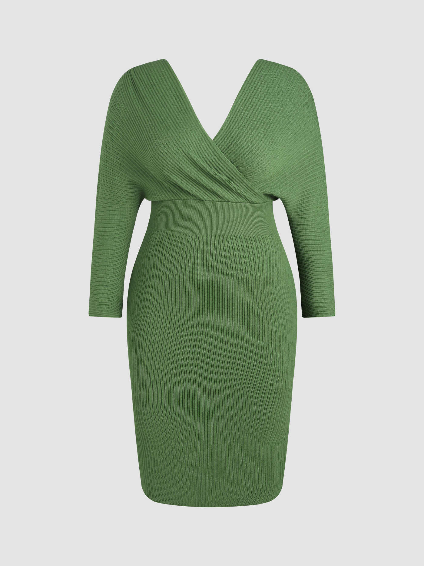 Knit Solid V-neck Midi Dress Curve & Plus | Cider