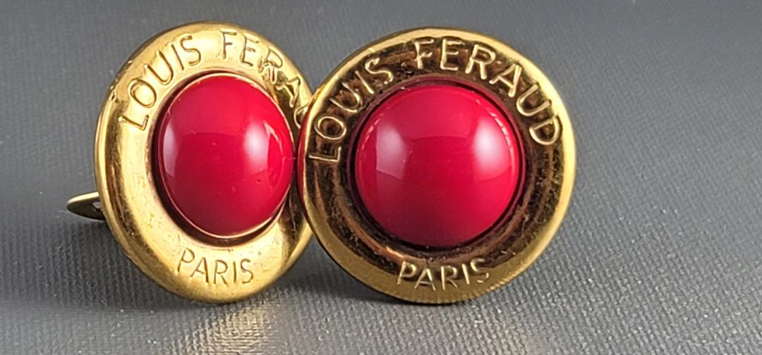 LOUIS FERAUD Earrings, Red Clip On Earrings, French Vintage Couture Jewelry, Haute Couture, Xmas ... | Etsy (CAD)