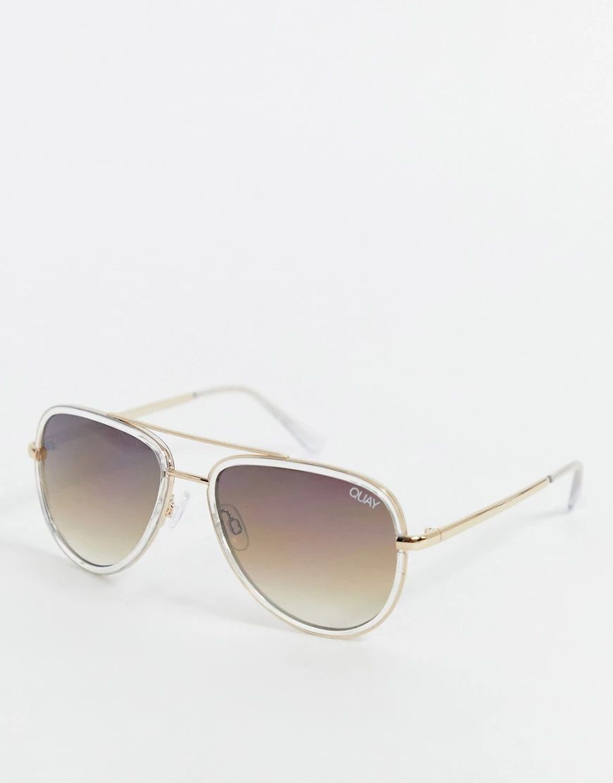 Quay Australia All In mini aviator sunglasses in gold | ASOS (Global)