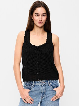 Sleeveless Seaside Cotton Crochet Tank Top | Old Navy (US)