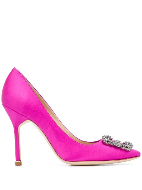 Manolo Blahnik Hangisi 105mm Silk Pumps - Farfetch | Farfetch Global