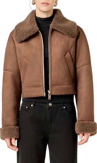 Faux Shearling Trim Moto Jacket | Nordstrom