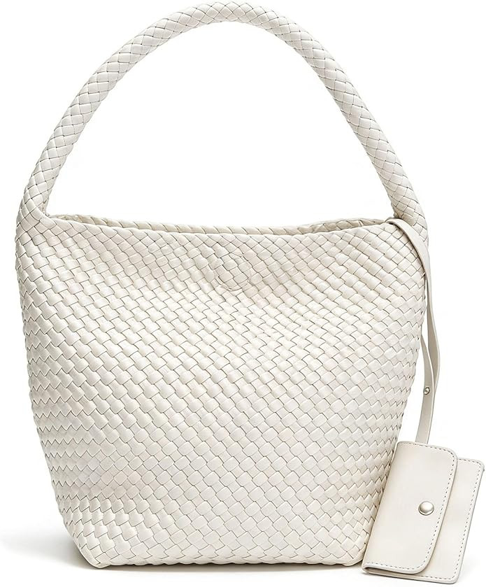 Woven Tote Bag for Women,shoulder Handbag woven purse,Beach Bag PU Leather Hobo Bag for work Summ... | Amazon (US)