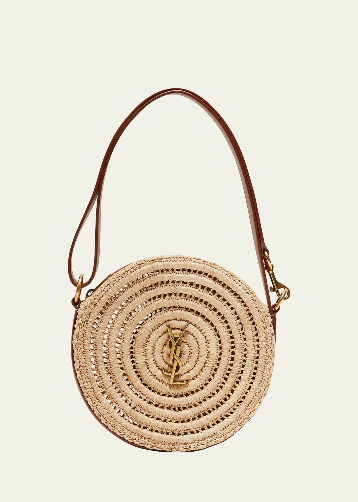 Saint Laurent YSL Round Raffia Shoulder Bag | Bergdorf Goodman