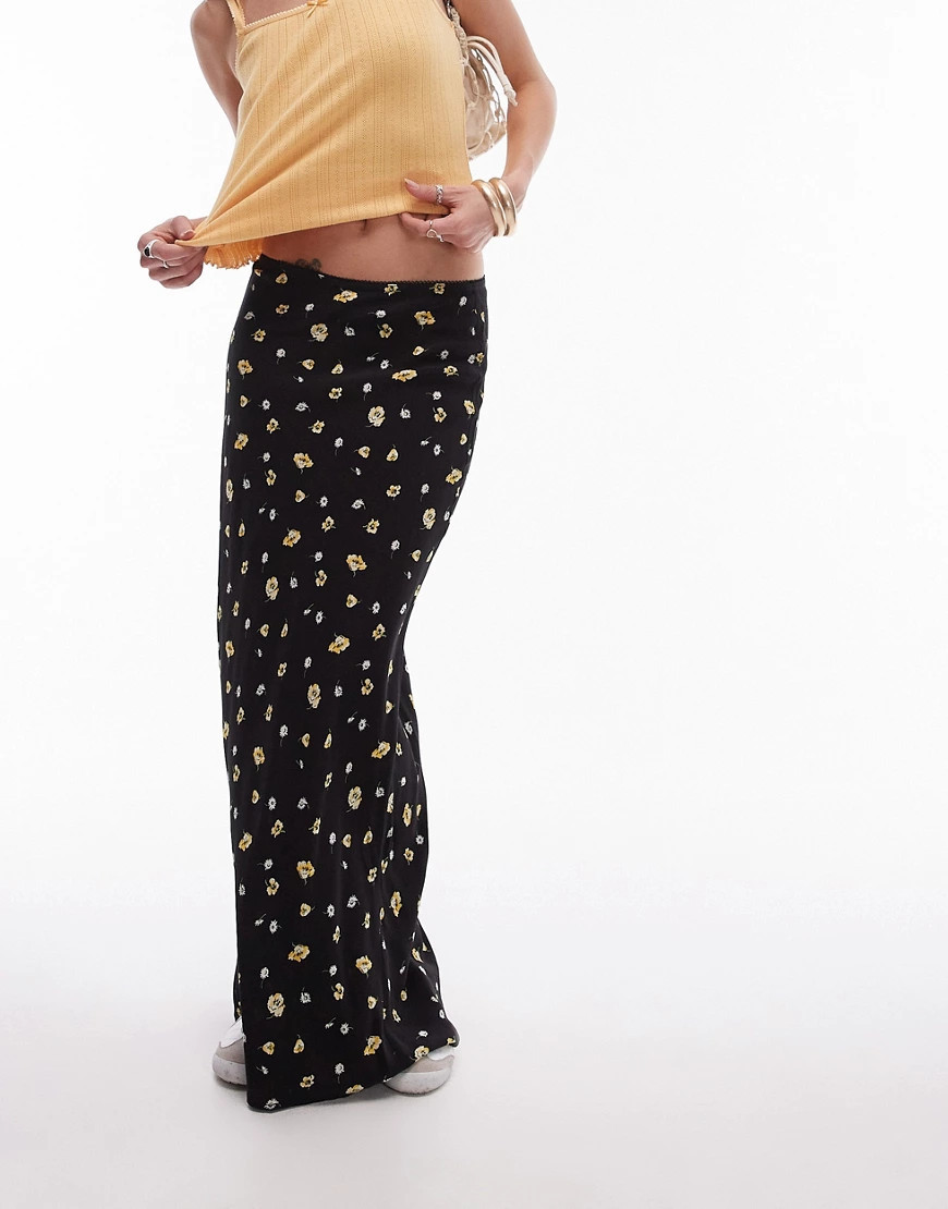 Topshop maxi skirt in yellow ditsy print | ASOS (Global)