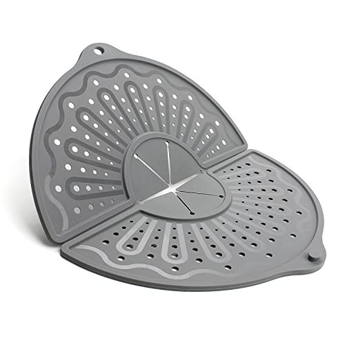 Silicone Splatter Screen For 10, 11 and 12 Inch Frying Pan, Foldable Splash Guard, Multi-Use Grease Splatter Guard/Trivet Mat, 12" Non-Stick Oil Splatter Guard, Dishwasher Safe, BPA Free, Gray | Amazon (US)