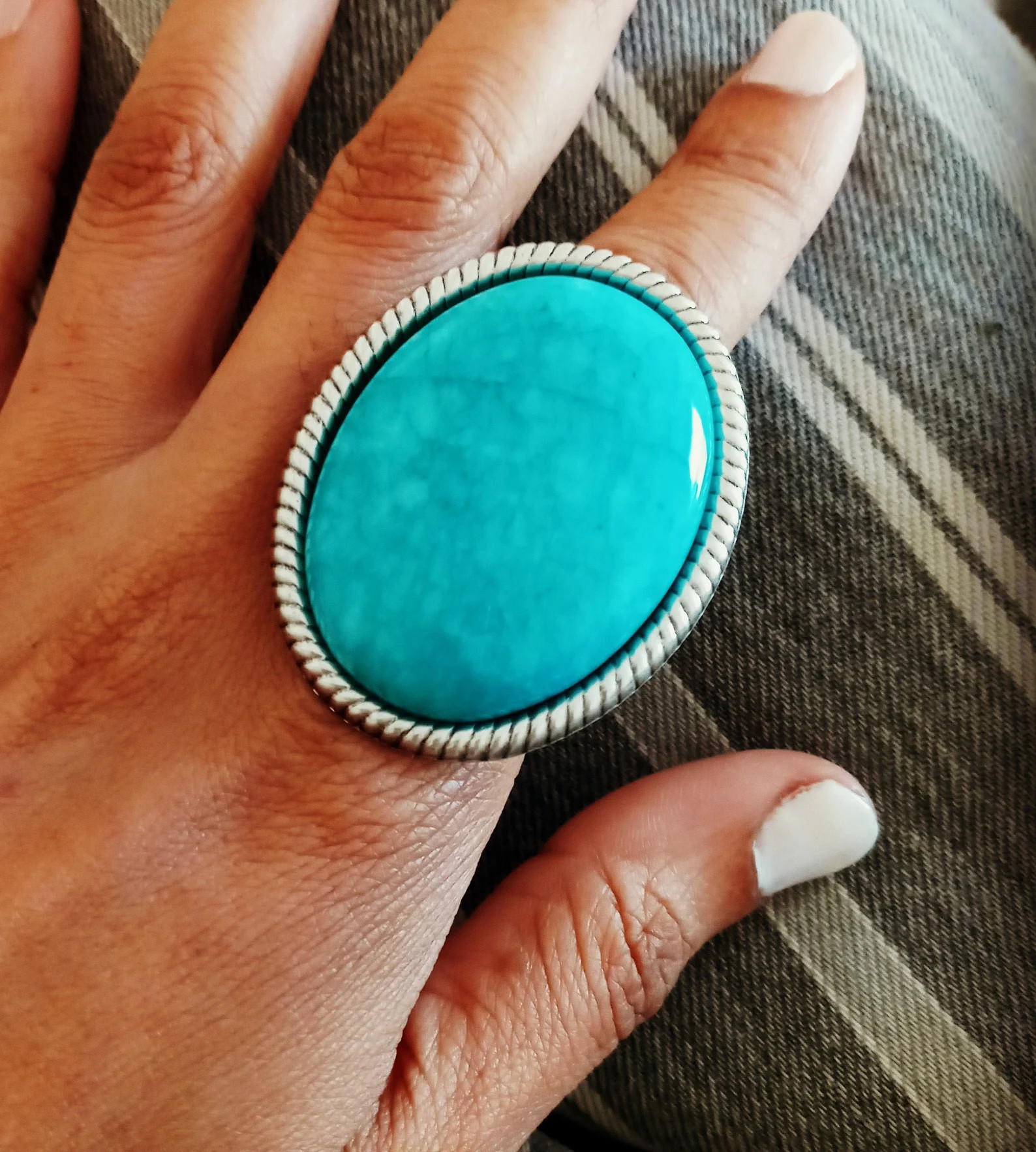 Large Turquoise Rings for Women Chunky Oversized Oval Stone Cocktail Ring | Etsy (Global)