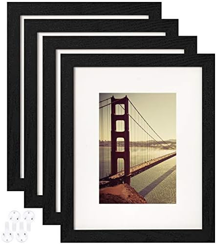 BAIJIALI 8x10 Picture Frame Black Wood Pattern Set of 4 with Tempered Glass,Display Pictures 5x7 ... | Amazon (US)