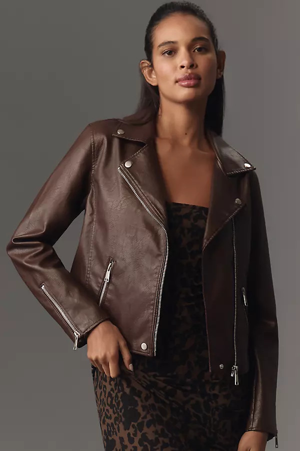 The Saige Faux Leather Moto Jacket | Anthropologie (US)