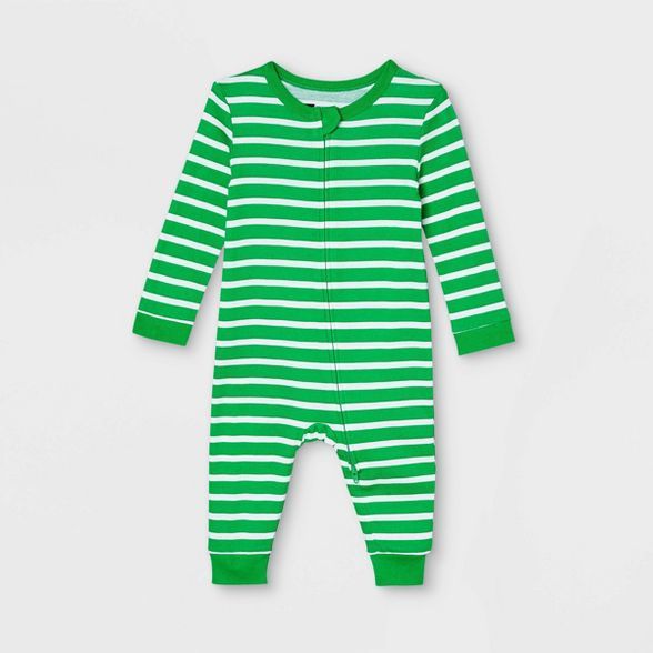Baby Striped 100% Cotton Matching Family Pajamas Union Suit - Green | Target