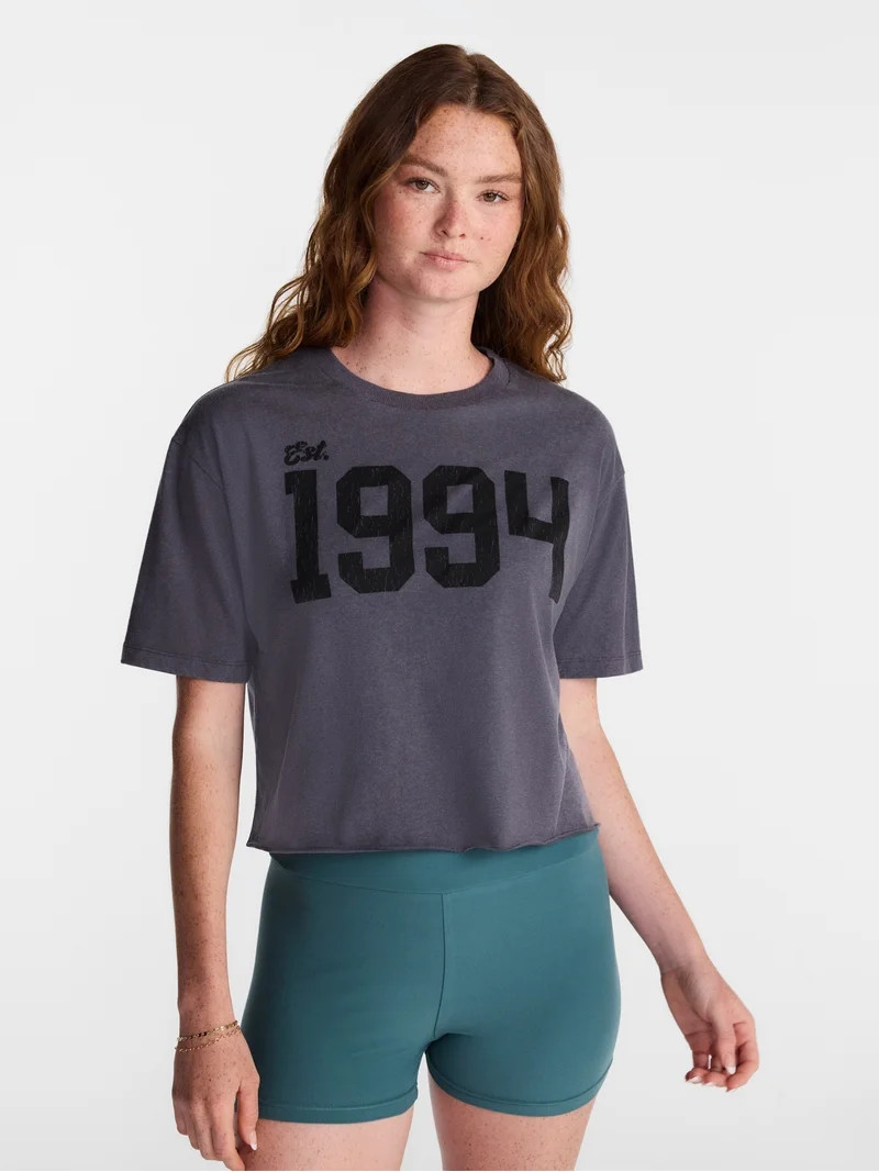 No Boundaries Boxy Cropped Graphic Tee, Women's and Women's Plus XXS-4X | Walmart (US)