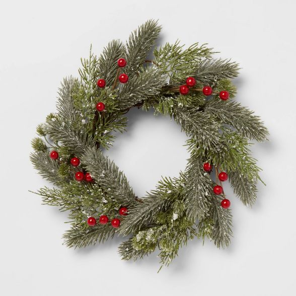 12" Artificial Pine and Berry Wreath - Threshold™ | Target