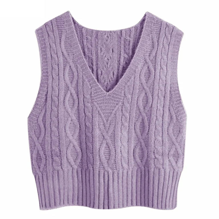 Langwyqu Sleeveless Autumn Winter Women V-Neck Vest Sweater Casual Pullover | Walmart (US)