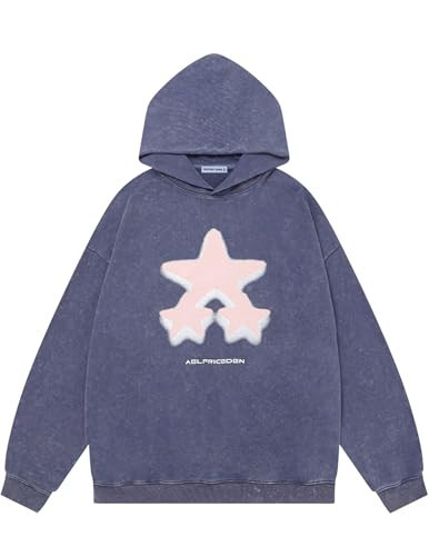 Aelfric Eden Womens Oversized Hoodie Heavyweight Vintage Streetwear Star Graphic Acid Wash Hoodies Pullover With Pockets Purple Medium | Amazon (US)