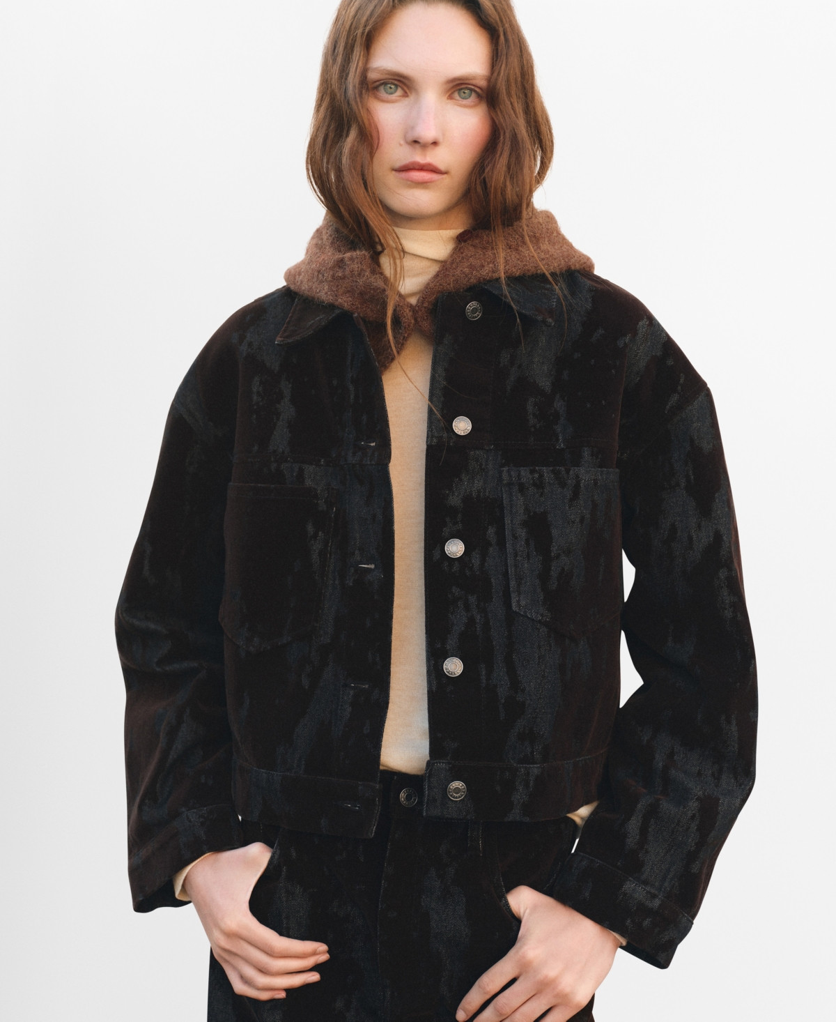 Mango Women's Devore Denim Jacket - Chocolate | Macy's