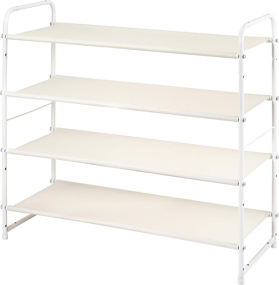 Simple Trending 4 Tier Stackable Shoe Rack, Expandable & Adjustable Fabric Shoe Shelf Storage Org... | Amazon (US)