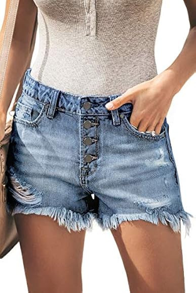 Denim Hot Shorts for Women Casual Summer Mid Waisted Short Pants with Pockets | Amazon (US)