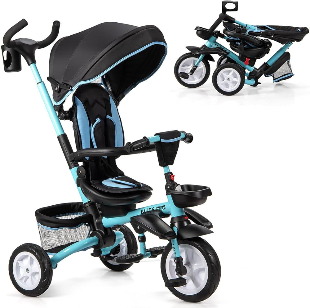 BABY JOY Tricycle, 7 in 1 Folding Toddler Bike w/Removable Push Handle, Rotatable Seat, Adjustabl... | Amazon (US)