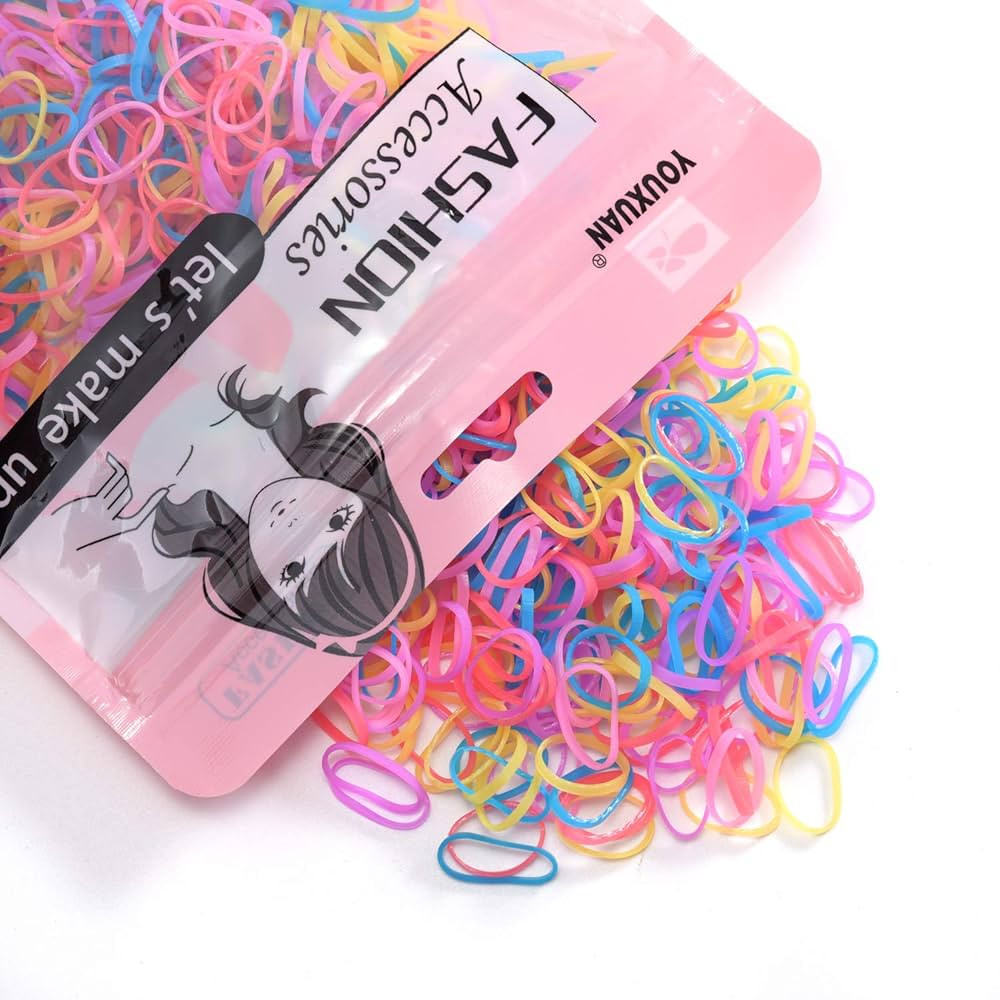 Kids Elastics No Damage Colored Hair Bands Fashion Girls Hair Ties 1000 Count Small Size | Amazon (US)