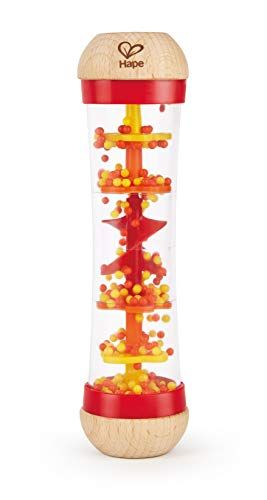 Hape Beaded Raindrops | Mini Wooden Musical Toddler Instrument, Shake & Rattle Rainmaker Toy, Red, L | Amazon (US)