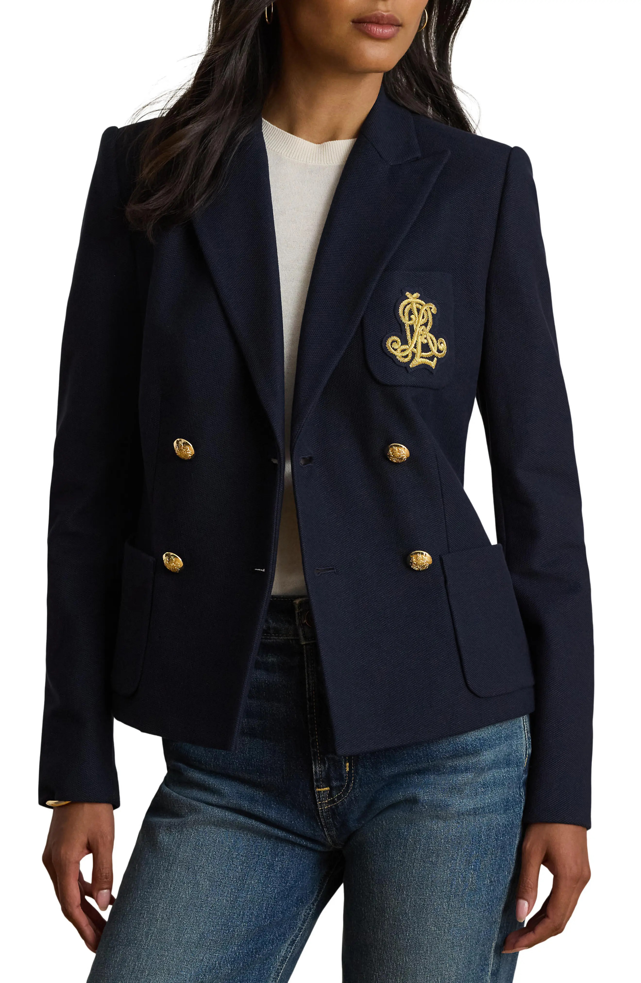 Crest Double Breasted Cotton Piqu\u00e9 Blazer (Women) | Nordstrom | Nordstrom