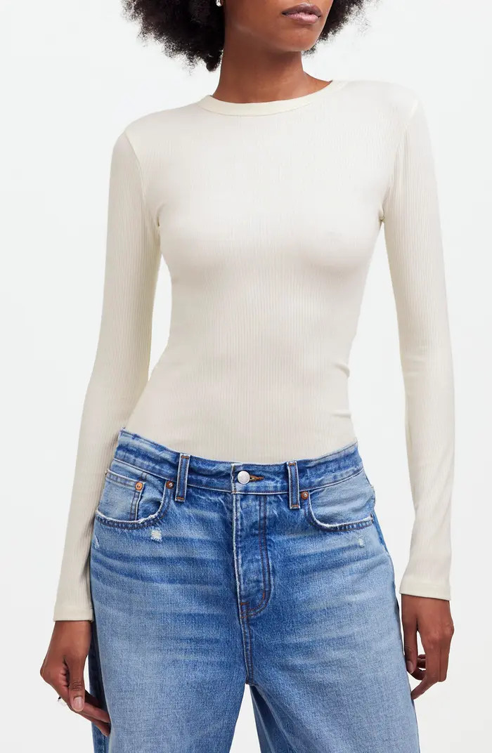 Drapey Long Sleeve Rib T-Shirt | Nordstrom