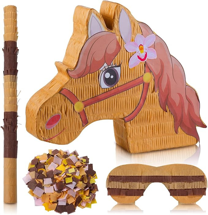Horse Pinata for Girls Birthday Party Horse Theme Birthday Party Decorations with Blindfold Stick... | Amazon (US)