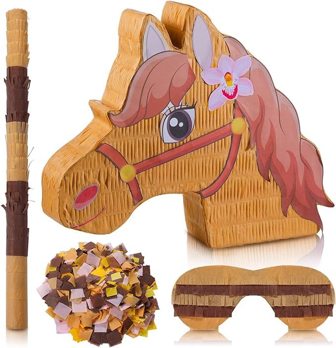 Horse Pinata for Girls Birthday Party Horse Theme Birthday Party Decorations with Blindfold Stick... | Amazon (US)