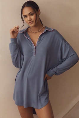 The Briar Piped Pajama Shirt: Long-Sleeve Edition | Anthropologie (US)