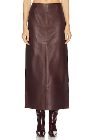 SRG Mango Leather Skirt in Burgundy | FWRD 
