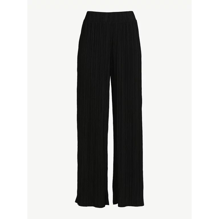 Scoop Women's Crinkle Knit Wide Leg Pants, XS-XXL | Walmart (US)