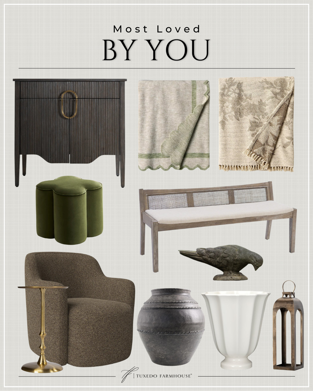 Most Loved by You

Which one was your favorite?

Seasonal, home decor, accent chairs, rugs, wall art, frames, pillows, lamps, baskets, candles, books, coffee tables, ottomans, trays, bowls, consoles, accent tables
 

 #LTKSeasonal #LTKHome #LTKSaleAlert