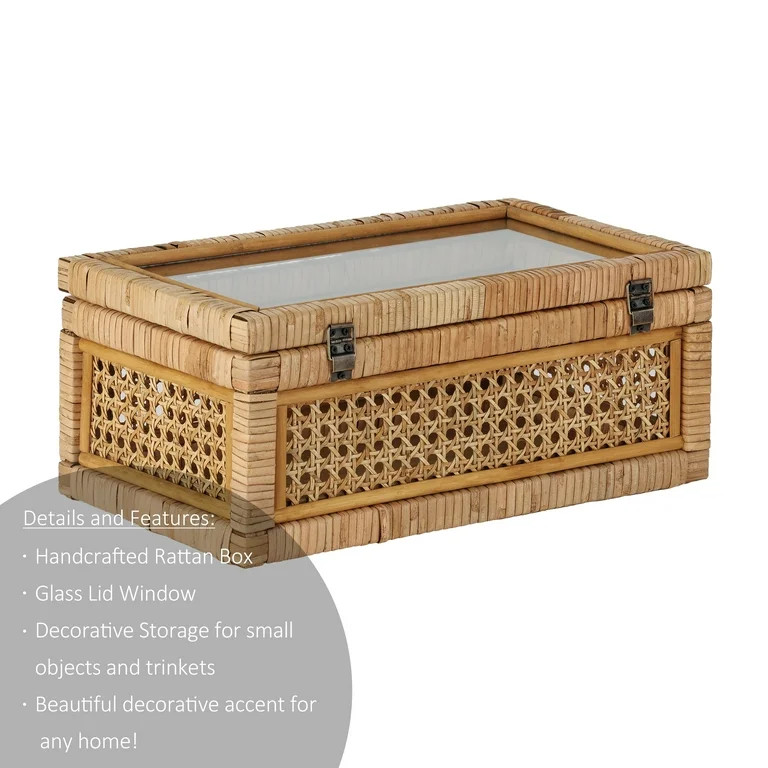 Home Decor Collection, Sterling & Noble Home Woven Rattan and Glass Decorative Tabletop Box | Walmart (US)
