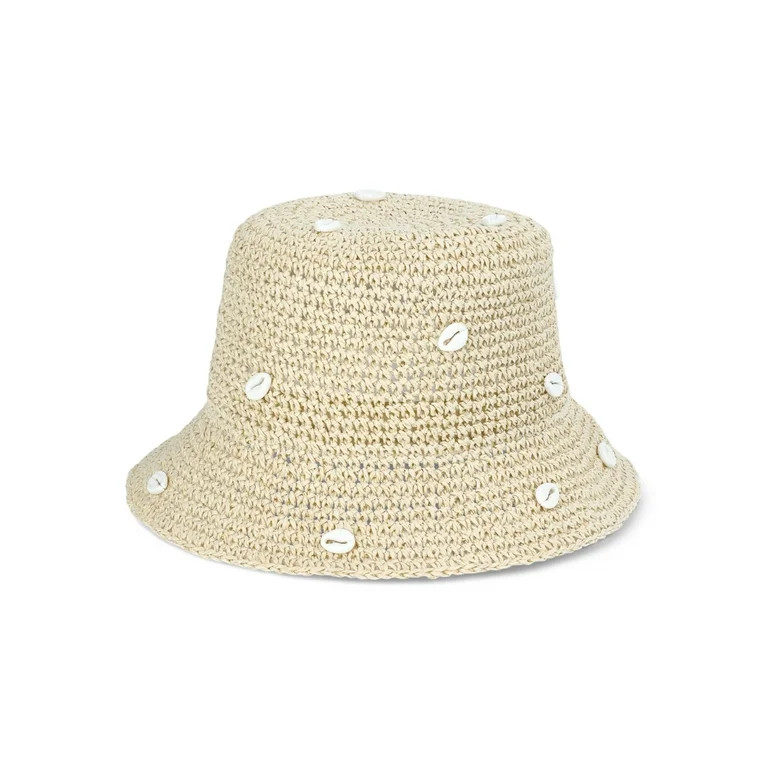 Time and Tru Paper Bucket with Seashells, Handmade, One Size, Light Tan | Walmart (US)