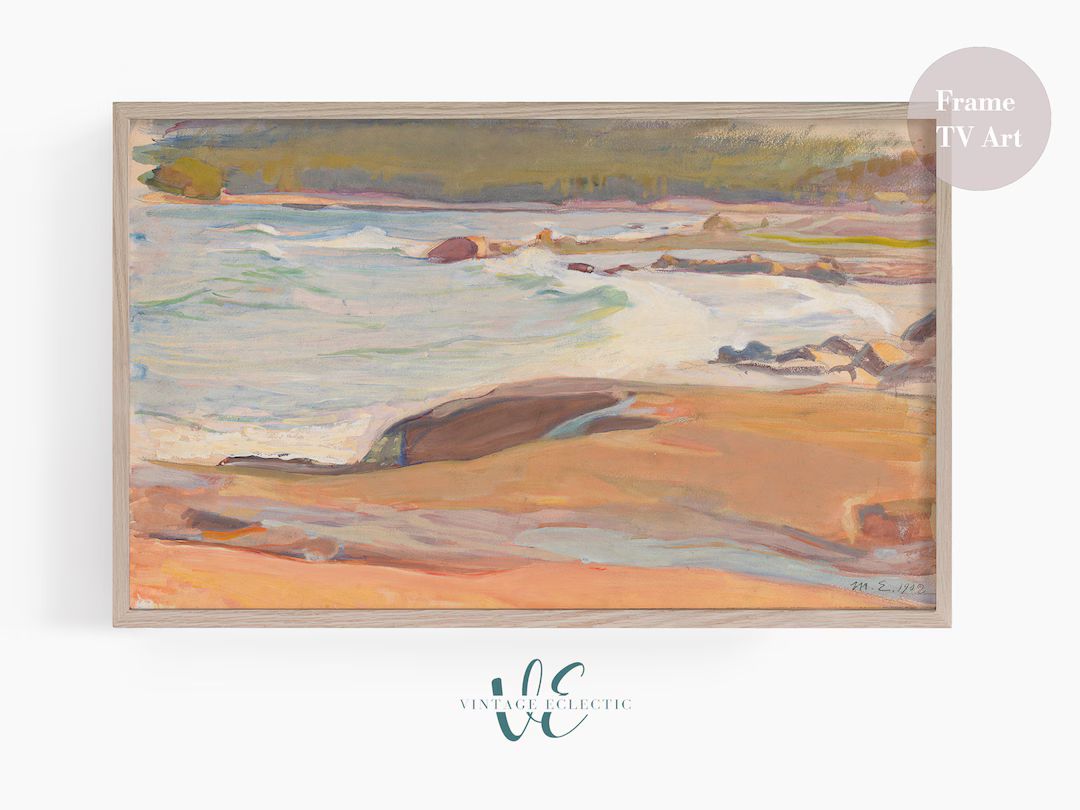 Samsung Frame TV Art for coastal decor | vintage sea art | Digital Download | Neutral TV art | Cl... | Etsy (US)