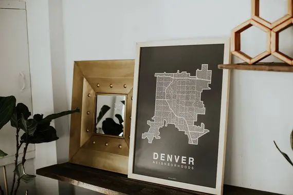 DENVER Neighborhood City Map Print, Handmade, Denver Colorado Map, Wall Art Decor, Moving Gift, G... | Etsy (US)