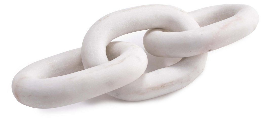 14" Atlas Chain Accent, White Marble | One Kings Lane