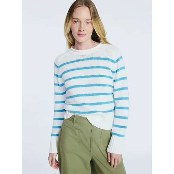 Free Assembly Women’s Saddle Shoulder Roll Neck Cotton Sweater with Long Sleeves, Sizes XS-XXL | Walmart (US)