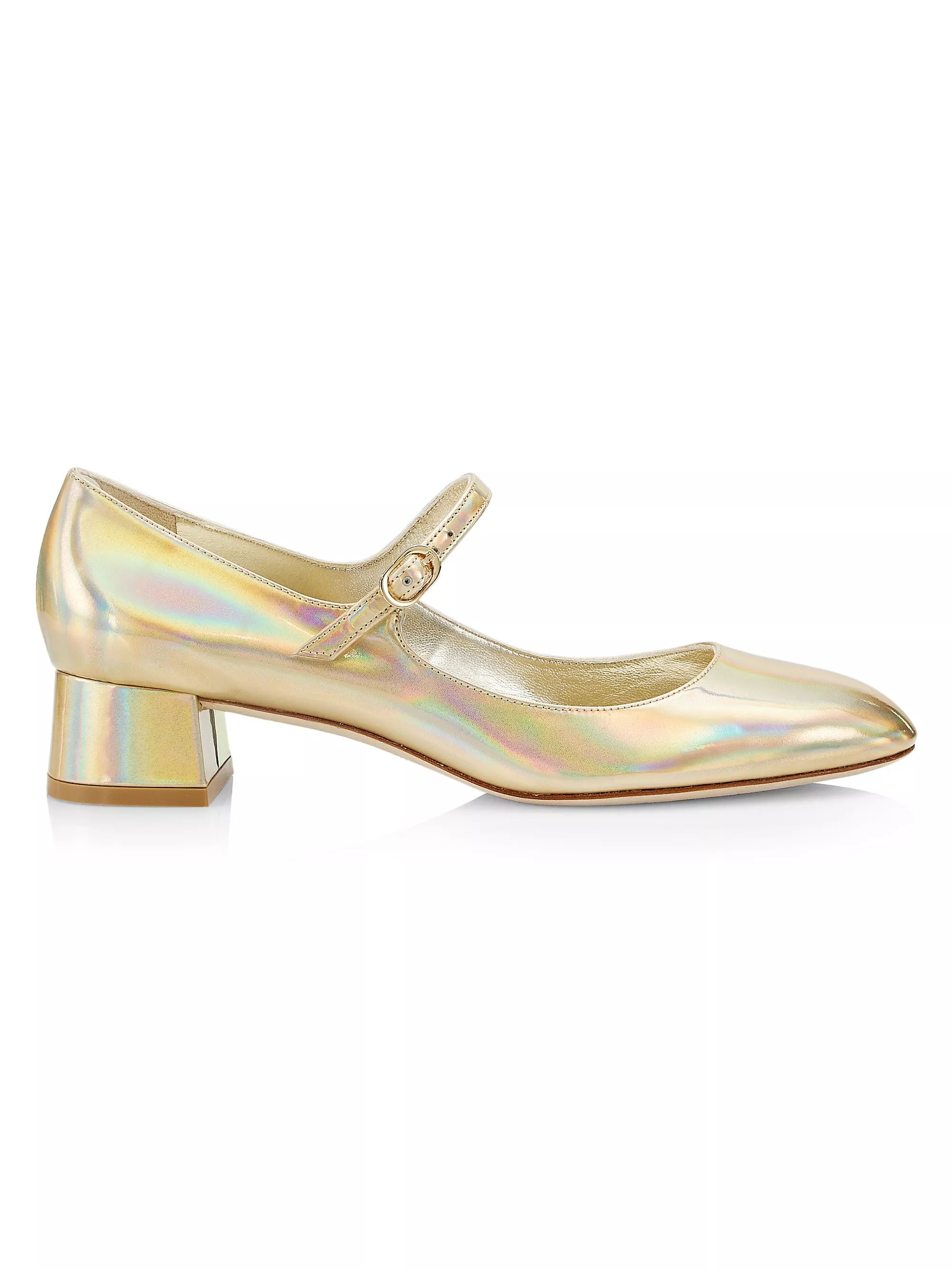 Stuart WeitzmanVivienne 35MM Metallic Leather Mary Jane Pumps | Saks Fifth Avenue