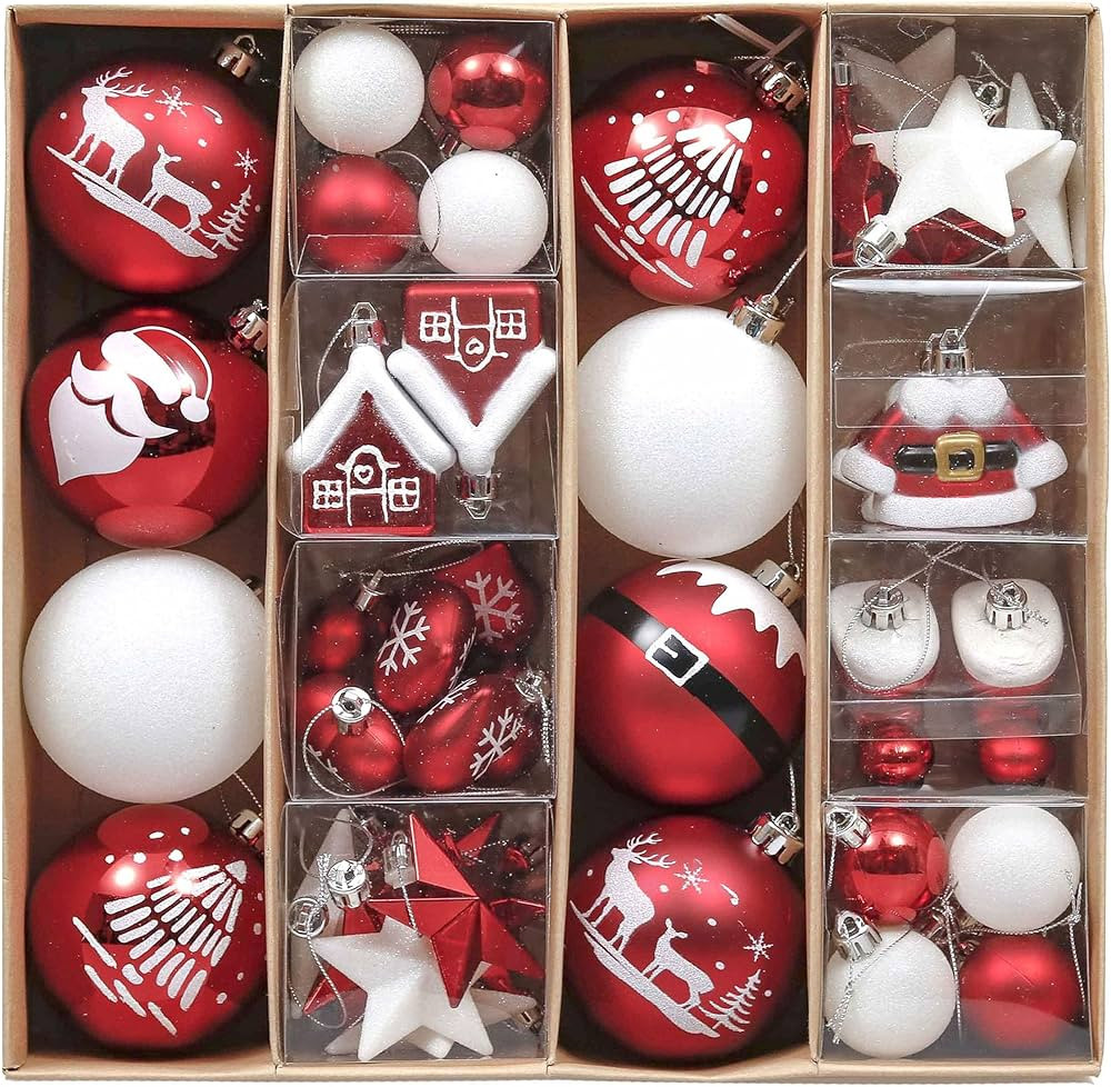 Valery Madelyn Weihnachtskugeln 50er Set Kunststoff Christbaumkugeln Christbaumschmuck zum Aufhä... | Amazon (DE)