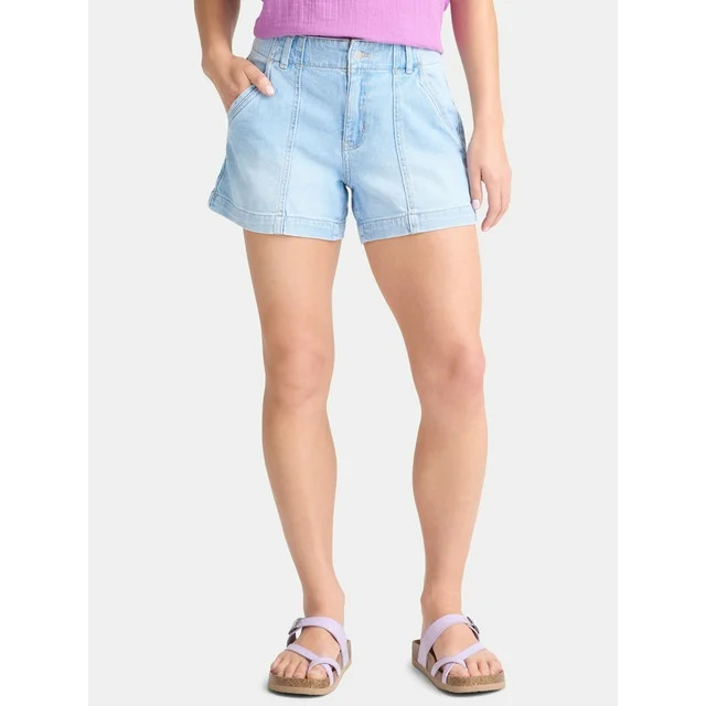 Time and Tru Women's and Women’s Plus High Rise Denim Utility Shorts, Sizes 0-22 | Walmart (US)