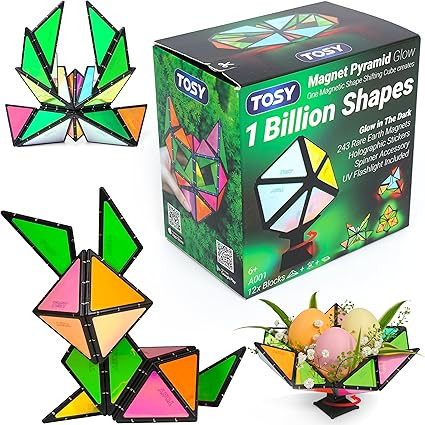 TOSY Magnet Pyramid Glow - 1 Cube Transforms into 1 Billion Shapes (Bunny, Egg Basket, Flowers, H... | Amazon (US)