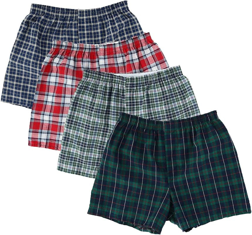 Fruit of the Loom Men's Tartan Woven Boxer(Pack of 4) | Amazon (US)